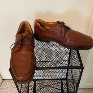Ecco Men's Cognac Brown Leather Square
Toe Lace Up Dress Oxford EU 44.